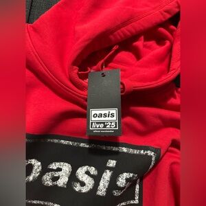 Oasis Merch 2025 Live 25 Vintage Logo Hoodie Red